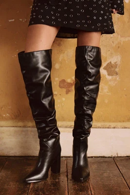 Nastygal Black Over The Knee Boots Womens Going Out Boots