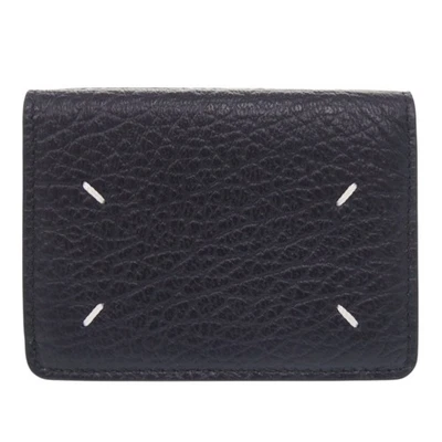 AUTÉNTICA Cartera Maison Margiela S36UI0416 4 puntadas triple pliegue cuero azul marino Foto 1 de 4