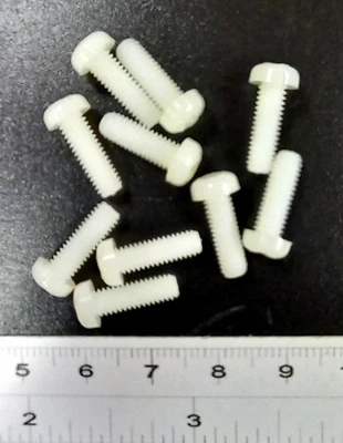 Viti Nylon M4 X 12 - Testa Cilindrica Taglio/Incrociato - Bianco Naturale - - Immagine 1 di 2