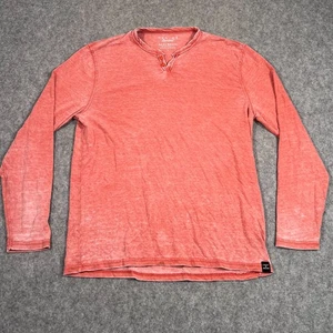 Lucky Brand koralle orange Langarm Henley Venice Burnout T-Shirt Herren Größe Large - Bild 1 von 6