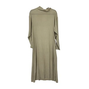Kiss Of The Wolf Mock Neck Crepe Maxi Dress Womens Sz S Beige Tan Long Sleeve - Picture 1 of 7