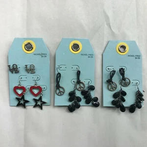 3 Sets Peace Zeichen, Liebe, Herz, Stern, Ohrringe. Kostenloser Versand, Hippie Schmuck - Bild 1 von 3