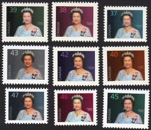 REINA ISABEL II = Canadá 1987-2000 = conjunto de 9 estampillas de emisión general MNH - Imagen 1 de 1