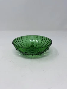 Anchor Hocking Glass Bowl 4.5" Emerald Green Footed - Swirl & Bubble 1960s - Picture 1 of 7