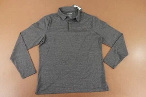 01.ALGO Mens Medium Grey Dwayne Performance Jersey Long Sleeve Polo NWT *Flaw - Picture 1 of 10