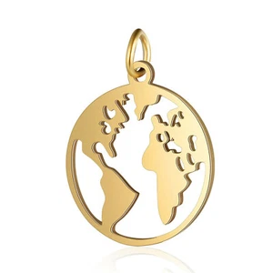 5 PIEZAS Dijes Colgantes de Acero Inoxidable Mapa del Mundo para Collar de Pulsera Pendientes - Imagen 1 de 6