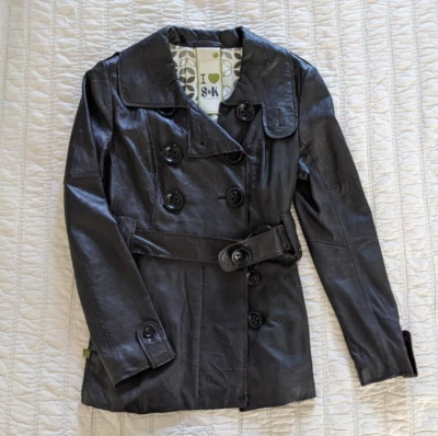 Soia & Kyo коричневая кожаная куртка женщин размер M, ремень молнии карманы хлопок с подкладкой - Изображение 1 из 4