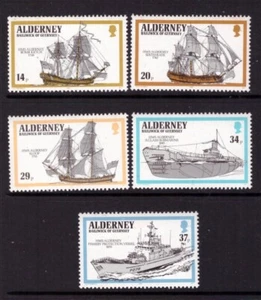 Conjunto de barcos de guerra Alderney 1990 sellos MNH como nuevos - Imagen 1 de 1