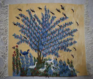 Egyptian Folk Art Wall Hanging Tapestry–Handwoven Wool Kilim Home Decor-2.6 FT - Picture 1 of 21