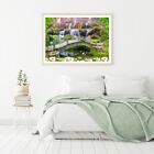 Waterfall & Bridge Digital Art Print Premium Poster High Quality choose sizes