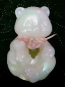 Vintage Fenton Opalescent Hand Painted Glass Bear Floral Design - Picture 1 of 6
