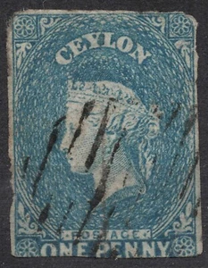 SG2A Sn:#3 Mi:#2y 1857 1 d CEYLON Queen Victoria  Stamps of Ceylon , used - Picture 1 of 2
