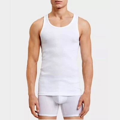 Calvin Klein Men's Cotton Classics Fit 3-Pack Tanks White NB4010100 Size LG - Image 1 of 4