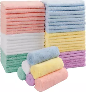 Baby Washcloths 50 Pack, Microfiber Coral Fleece Baby Bath Face Towel 7 x 9 Inch - Picture 1 of 7