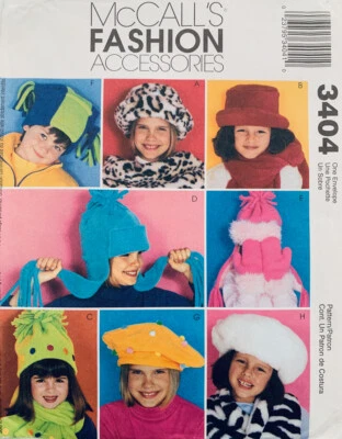 McCall's Sewing Pattern 3404 | Childs Hat, Beret, Cap, Beanie Mittens - 8 Styles - Image 1 of 3