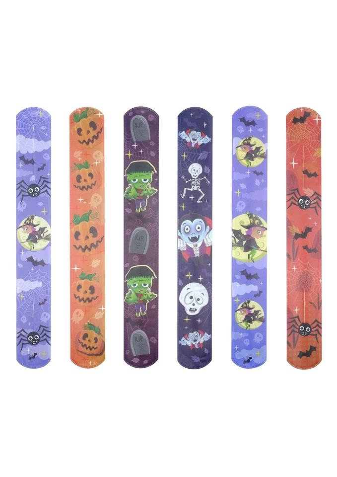 HENBRANDT 6x Halloween Snap Bracelets for Kids Trick or Treat Favours Spooky ...