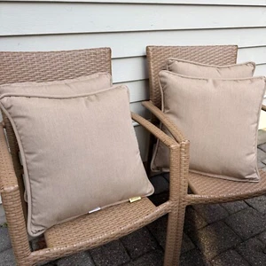 4 Woodard Dircect Sunbrella Pillow COVERS Canvas Heather Beige Outdoor 18" X 18" - Picture 1 of 7