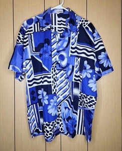 Camisa Vintage Byblos Para Hombres Abstracta Multicolor Talla 54 3XL Azul Hecha en Italia - Imagen 1 de 10