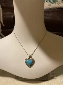 925 Sterling Silber Türkis Herz Halskette 15" - Bild 1 von 6