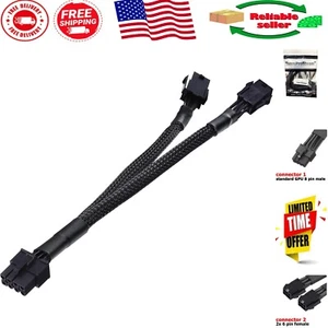 6 Pin to 8 Pin GPU Power Adapter Cable - 9 Inch Braided for Enhanced Stability - Picture 1 of 6
