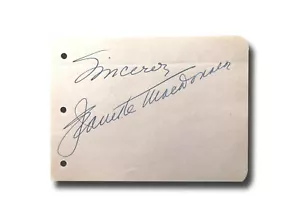 Jeanette Macdonald handsigniertes Album Seitenschnitt JSA COA Autogramm Schauspielerin Maytime - Bild 1 von 3