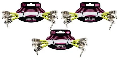 3 PACK Ernie Ball 6052 Ultraflex 6" Pancake Patch Cables, Pack of 3, White - Image 1 of 3