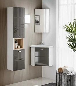 Waschplatz Badmöbel Badezimmer Eckwaschtisch Set Waschtisch Waschbecken 3-tlg. - Bild 1 von 9