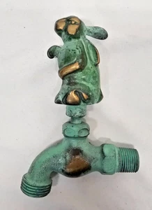 Bronze Hase Häschen 6" Garten Wasserhahn Zapfen Vintage - Bild 1 von 3