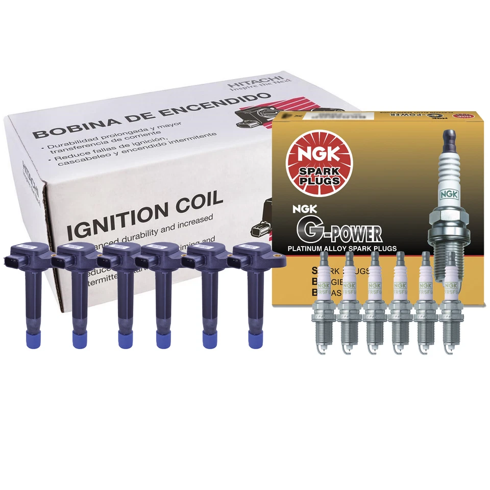 Hitachi 6 Ignition Coils & NGK 6 G-Power Spark Plugs Kit For Honda Odyssey 3.5 - Image 1 of 1