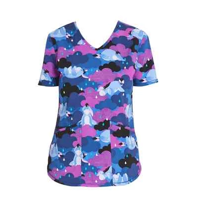 Disney Eeyore Rain Women’s V-Neck Scrub Top, Size S - Image 1 of 4