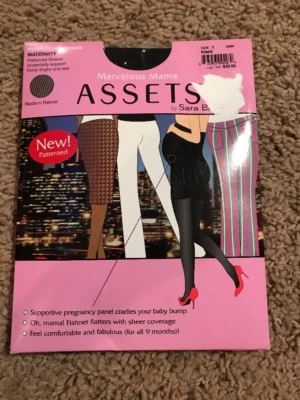 New ASSETS MARVELOUS MAMA Maternity Pantyhose Size 1 Black Fishnet - Image 1 of 4