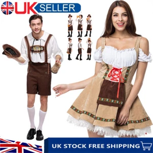 Mens Women Bavarian Lederhosen German Oktoberfest Costume Beer Guy Fancy Dress. - Picture 1 of 35