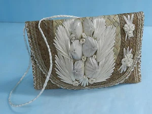 TOO CUTE! BEACHY Shell Embelished Clutch Bag~Purse~Handbag~Womens~Ladies - Picture 1 of 6