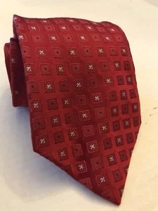 VTG BLOOMINGDALES JOSEPH & LYMAN RED SQUARE BLOCK TIE 100% SILK - 60"L 3.75 W - Picture 1 of 7