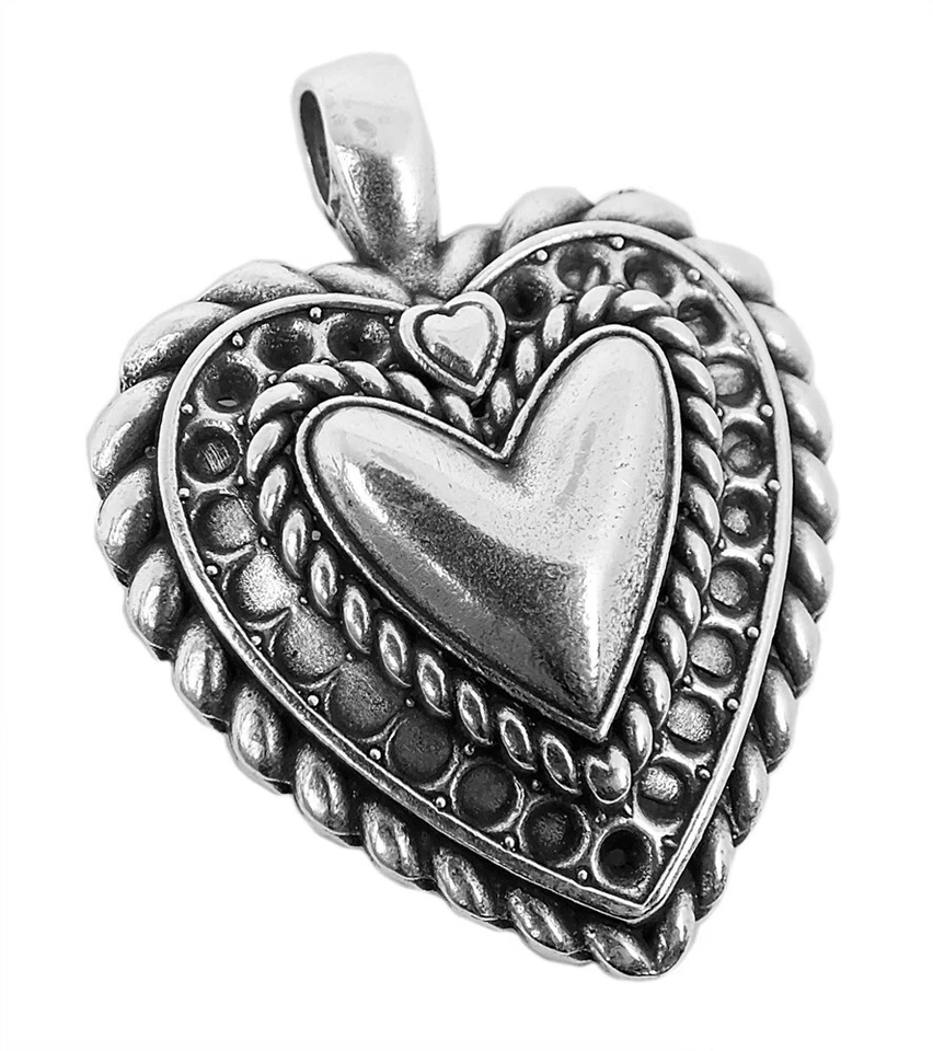 Ciondolo Cuore Ottone Argentato IN Used Look Minott 27920 - Immagine 1 di 1