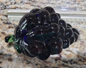 Vintage Murano-Stil geblasenes Glas lila Traubencluster - Bild 1 von 6