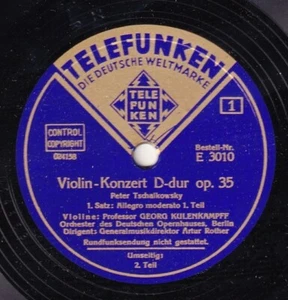 Kulenkampff; Rother. Tschaikowsky (Violinkonzert). Tel E 3010-3 (4). NM- - Bild 1 von 1