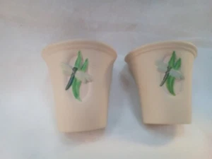 Ceramic Hanging Dragonfly Planters Flower Succulent Wall Decor White Set of 2 - Picture 1 of 9
