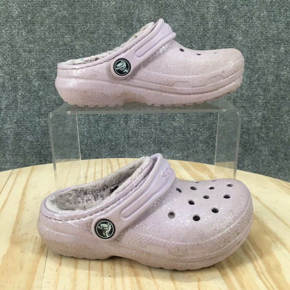 Crocs Zapatos Niño Pequeño 10 Clásico Zueco Eslinga Púrpura Goma Imitación Piel Brillos Foto 1 de 4