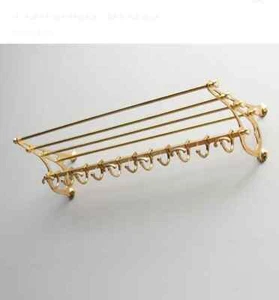 Brass Plating Train Rack Luggage Wall Mounted Rack Bathroom Shelf Hooks Coatrack - Picture 1 of 6