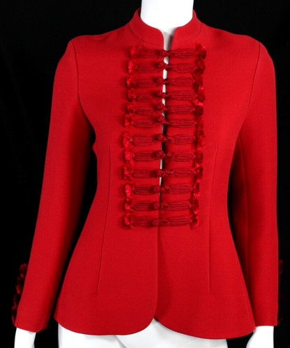 Giacca blazer militare CHRISTIAN DIOR 2023 rosso cremisi lana ricamata 36