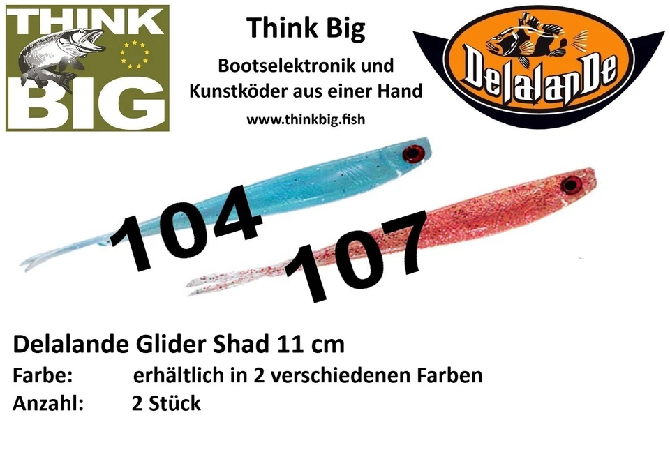 ✅ Delalande Glider Shad 11 cm, 2 Stück, in 2 Farben, Top für Zander & Barsch ✅ - Bild 1 von 1
