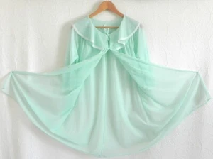 Vintage Unionmade Chiffon Morgenmantel Baby Puppenstil Meer Schaum grün Glockenärmel Größe L - Bild 1 von 11