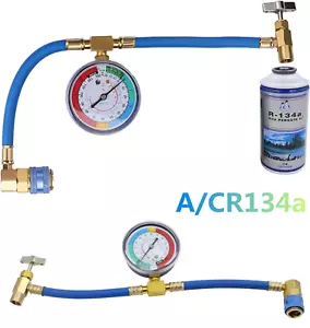 Auto Klimaanlagen Kältemittel Nachfüllset A/C R134a Schlauch Gasanzeige 35 cm DE - Bild 1 von 13