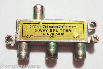 3-Way Coaxial CABLE SPLITTER Digital HDTV Satellite Wire F Type 1-3 Coax Adapter - Image 1 of 3