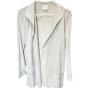 Armani Collezioni Leather Suede Trench Coat White 2 XSmall - Picture 1 of 4