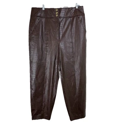 Pantalones Veronica Barba Carabella Imitación Cuero Cocodrilo Repujado Marrón Achicoria Mujeres 16 Foto 1 de 4