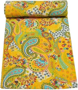 Cotton Blanket Gudari Indian Kantha Quilt Vintage Handmade Bedspread Throw King - Picture 1 of 7