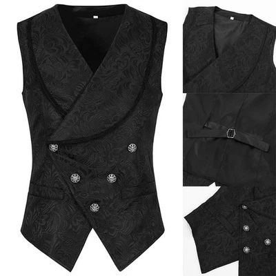 Gothic Victorian Men's Vest in Solid Color Sleevless Design for All Occasions - Image 1 of 4