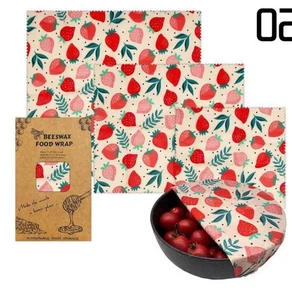 1 Set Reusable Beeswax Food Wraps -Plastic-Free, Eco-Friendly for Fruit & Cheese - Picture 1 of 1